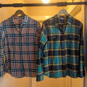 Two LL Bean Signature Flannel Shirt Women's Medium M